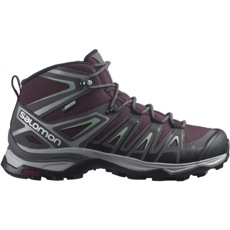 Burgundy / Dark Grey Salomon X Ultra Pioneer Mid CSWP Women\'s Hiking Boots | PH 87453T